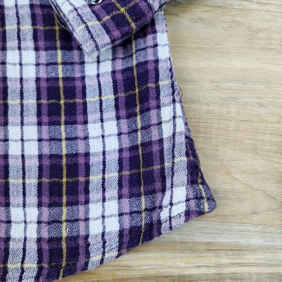 🔹️Prana Purple Plaid Riley Button Long Sleeve Top Large - Picture 11 of 12